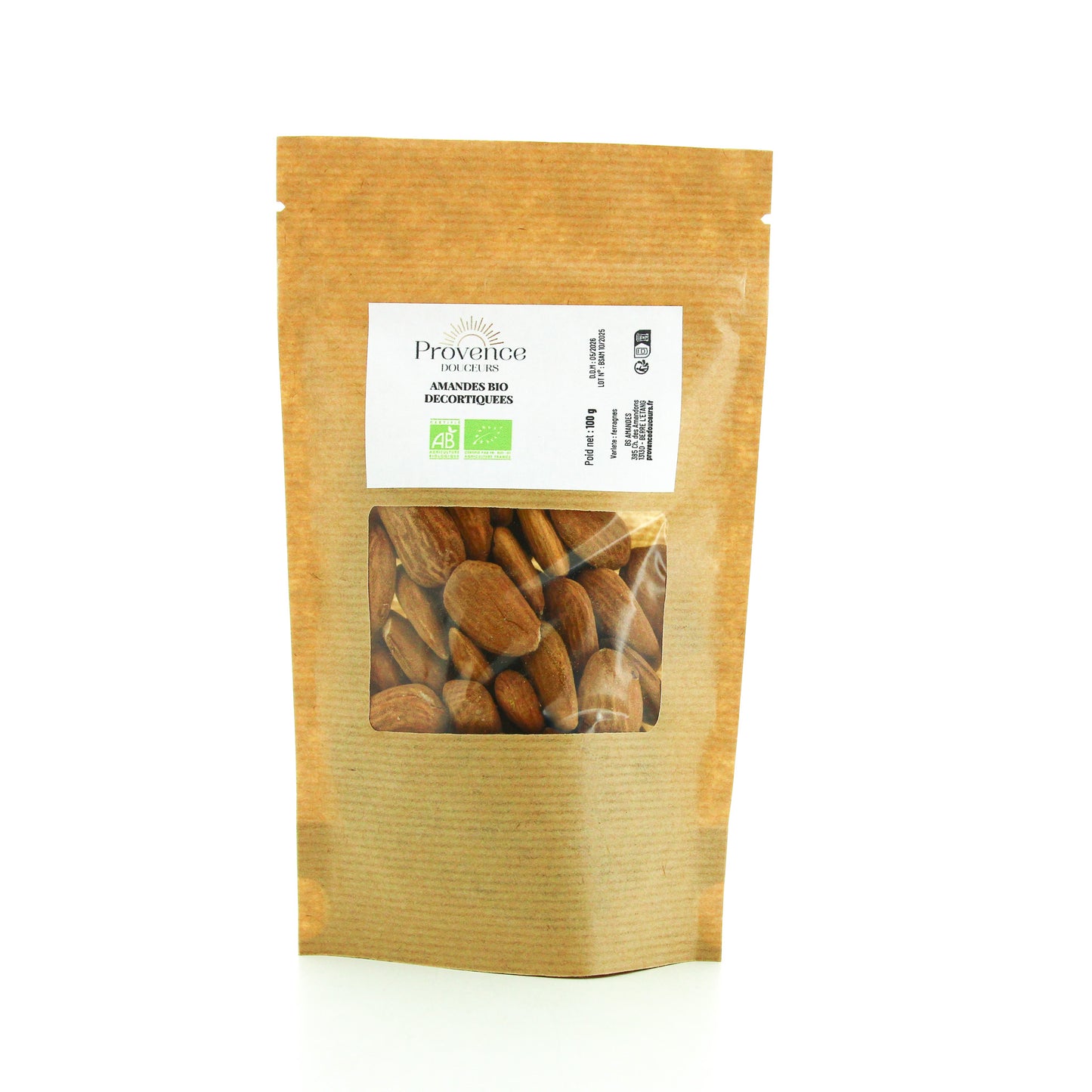 SACHET AMANDES BIO DECORTIQUEES 100G