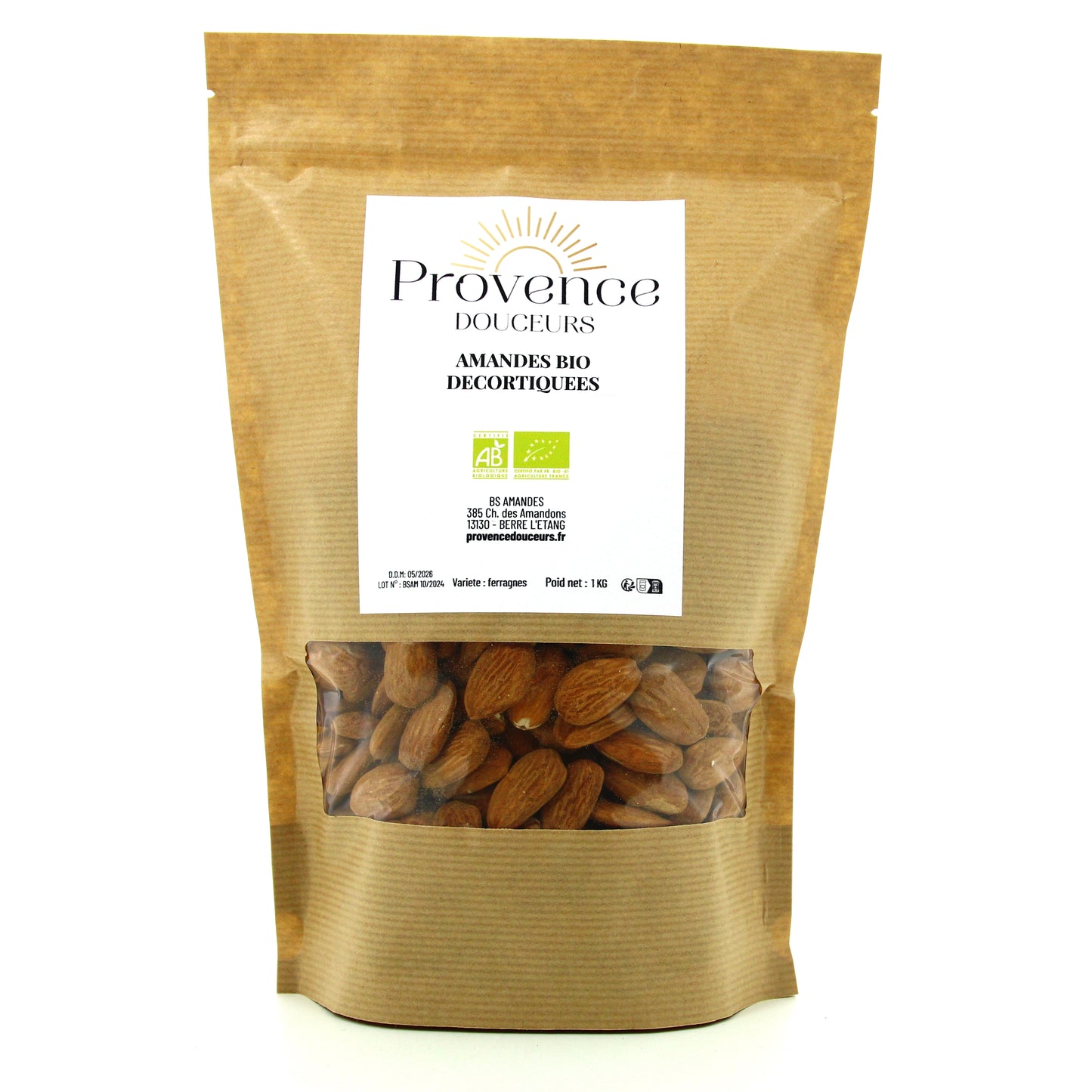 SACHET AMANDES BIO DECORTIQUEES 1Kg