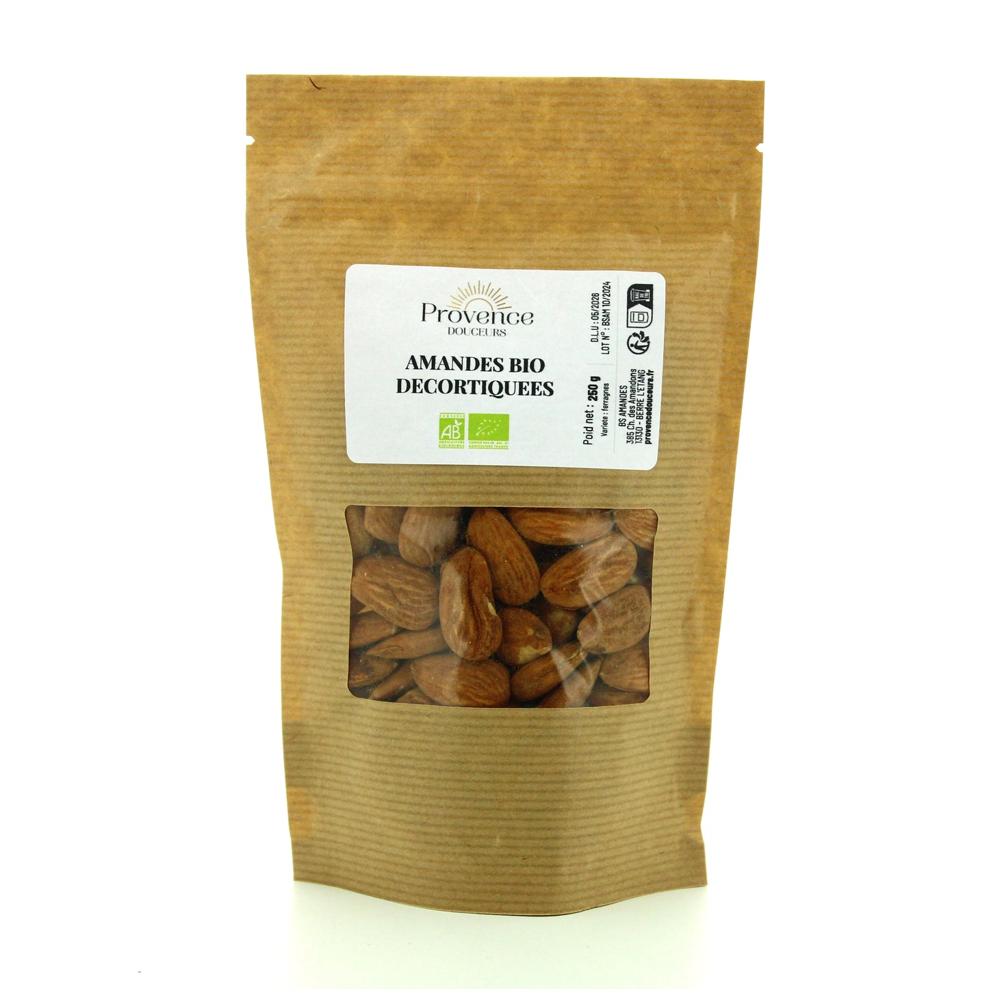 SACHET AMANDES BIO DECORTIQUEES 250G