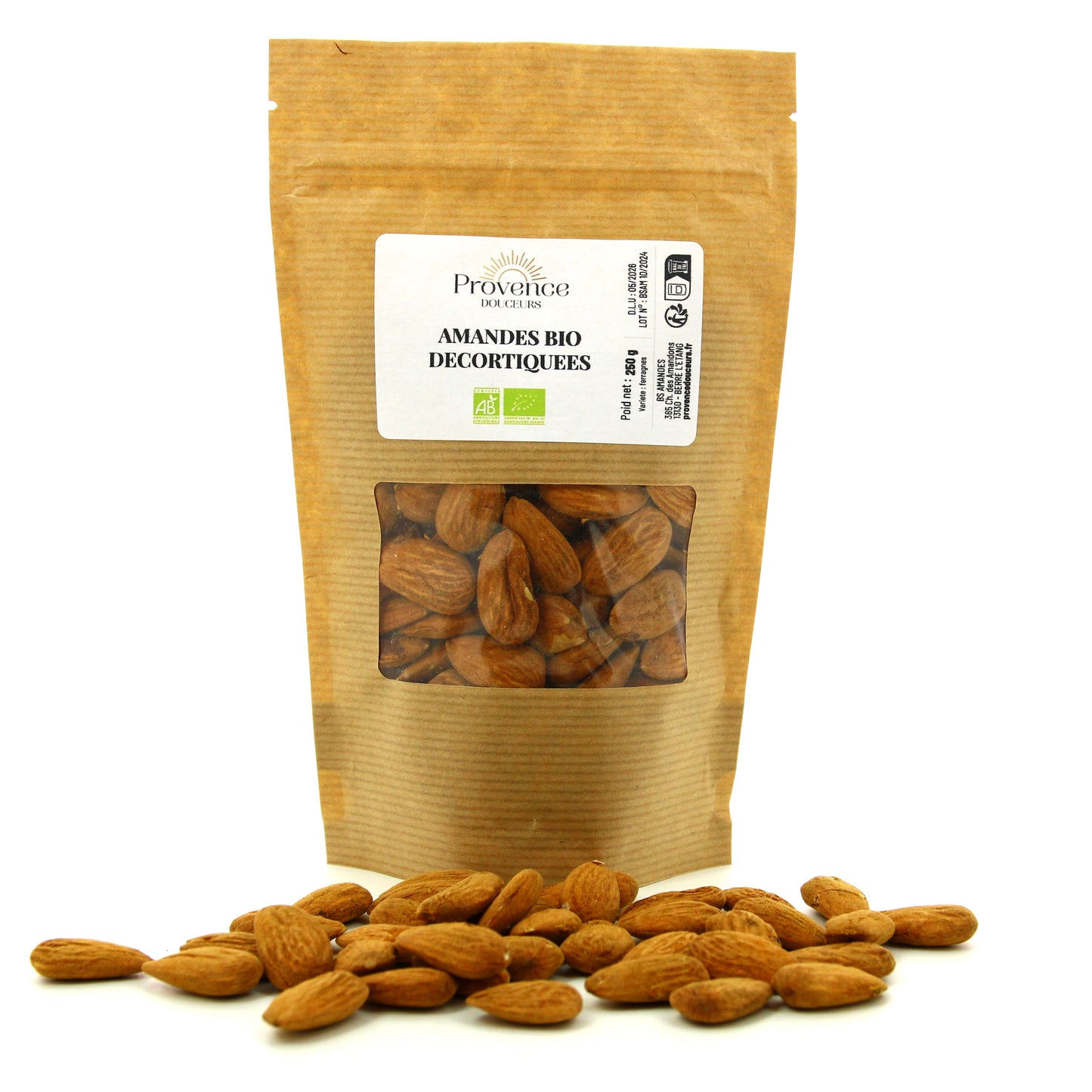 SACHET AMANDES BIO DECORTIQUEES 250G