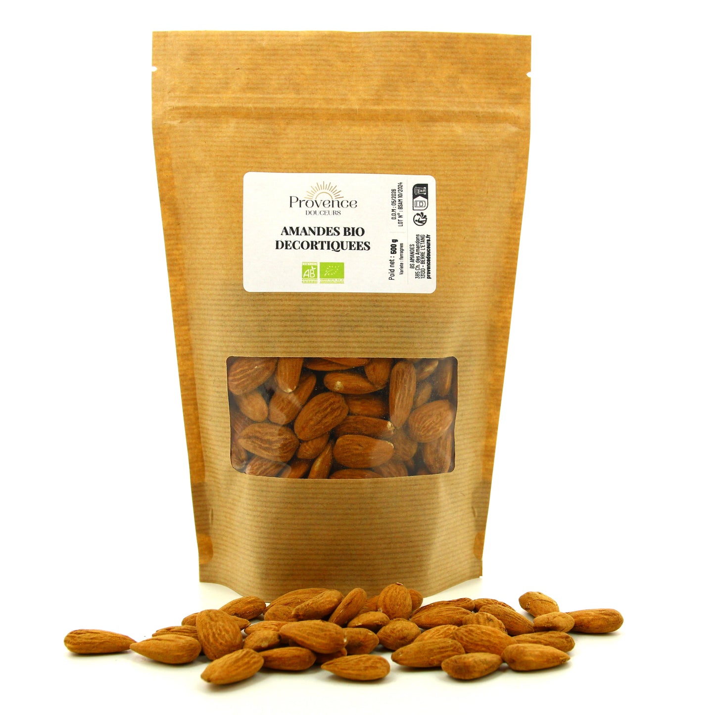 SACHET AMANDES BIO DECORTIQUEES 500G