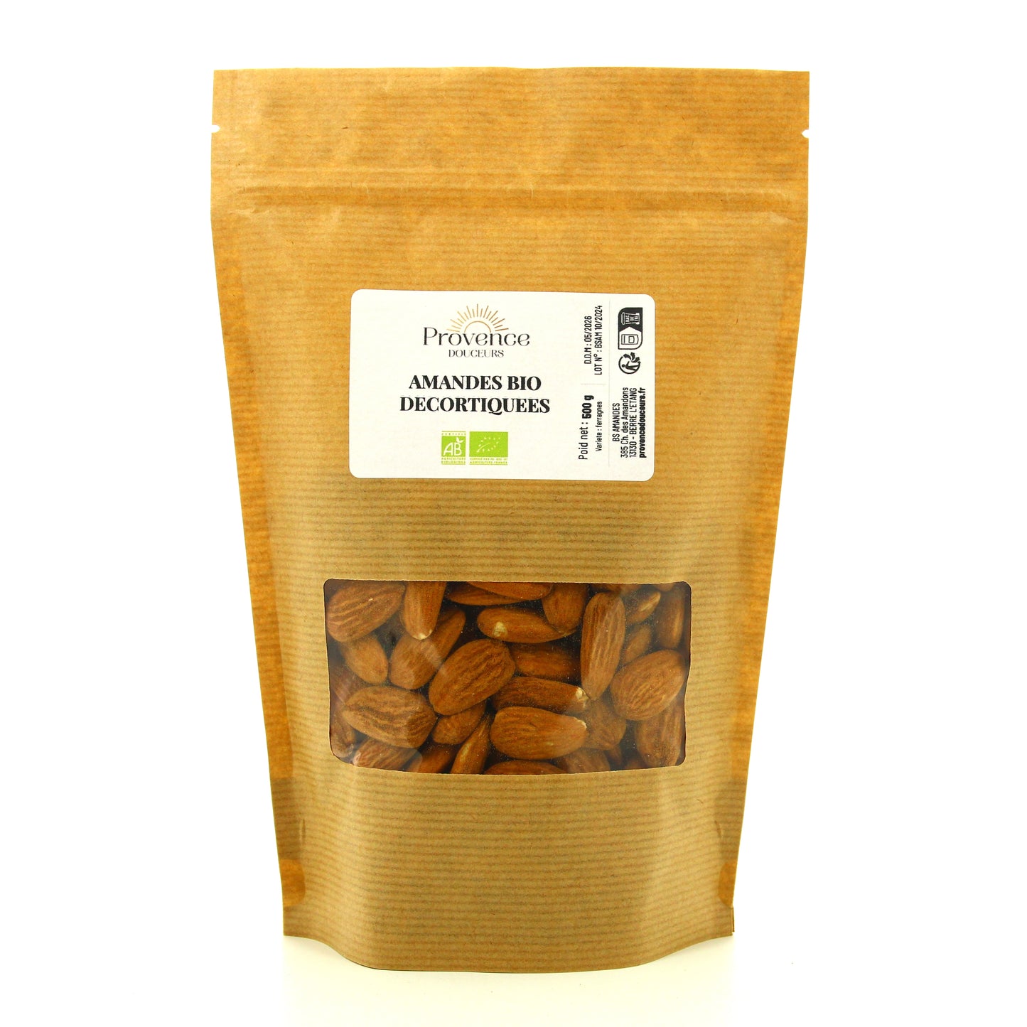 SACHET AMANDES BIO DECORTIQUEES 500G